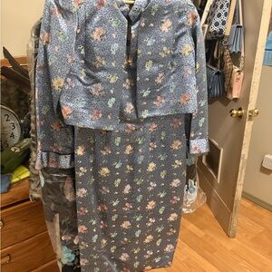 Floral Blue Two-Piece Dress Set